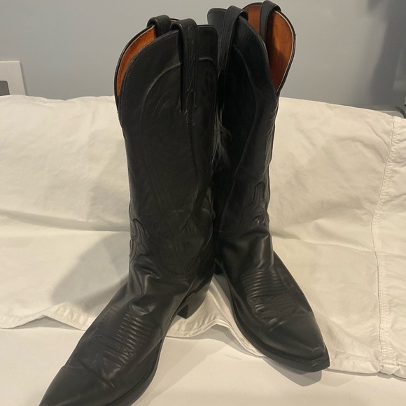 Lucchese Shoes - Lucchese Black Leather Women's Western Mid-Calf Boots